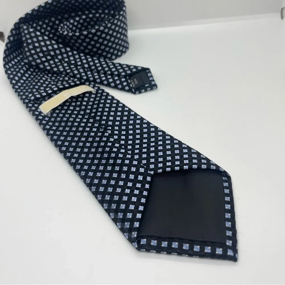 Michael Kors Navy Silver Diamond Silk Blend Necktie NWOT Career